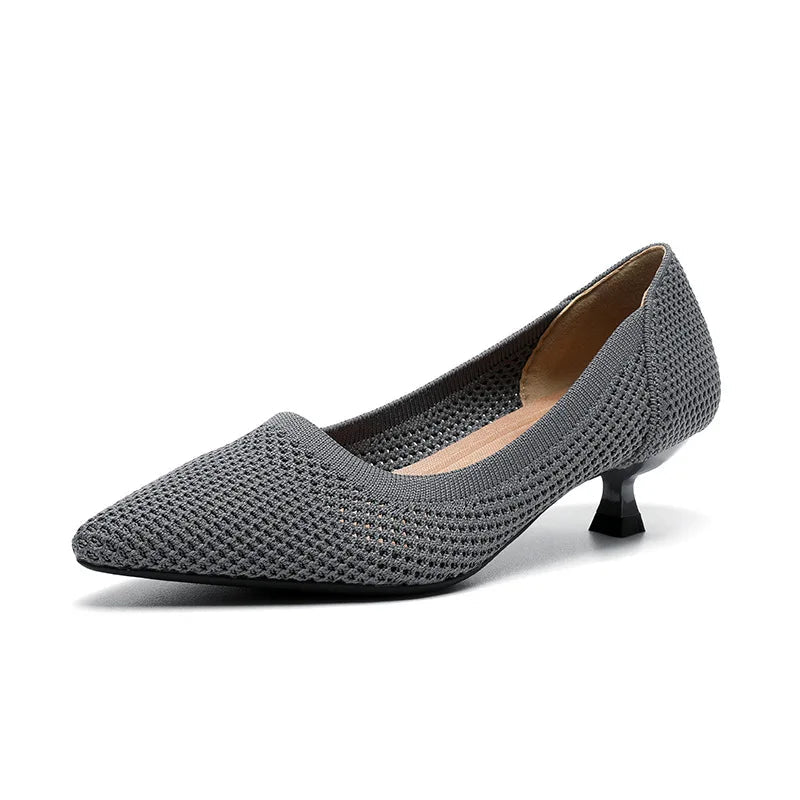 High-heeled shoes solid color knitted breathable rubber anti-skid LADYLYS