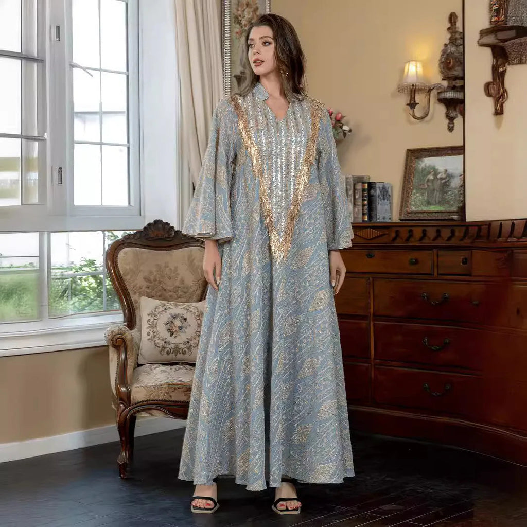 Intricately Embroidered Tulle Abaya Ramad Traditional Islamic FloorLength Gown LADYLYS