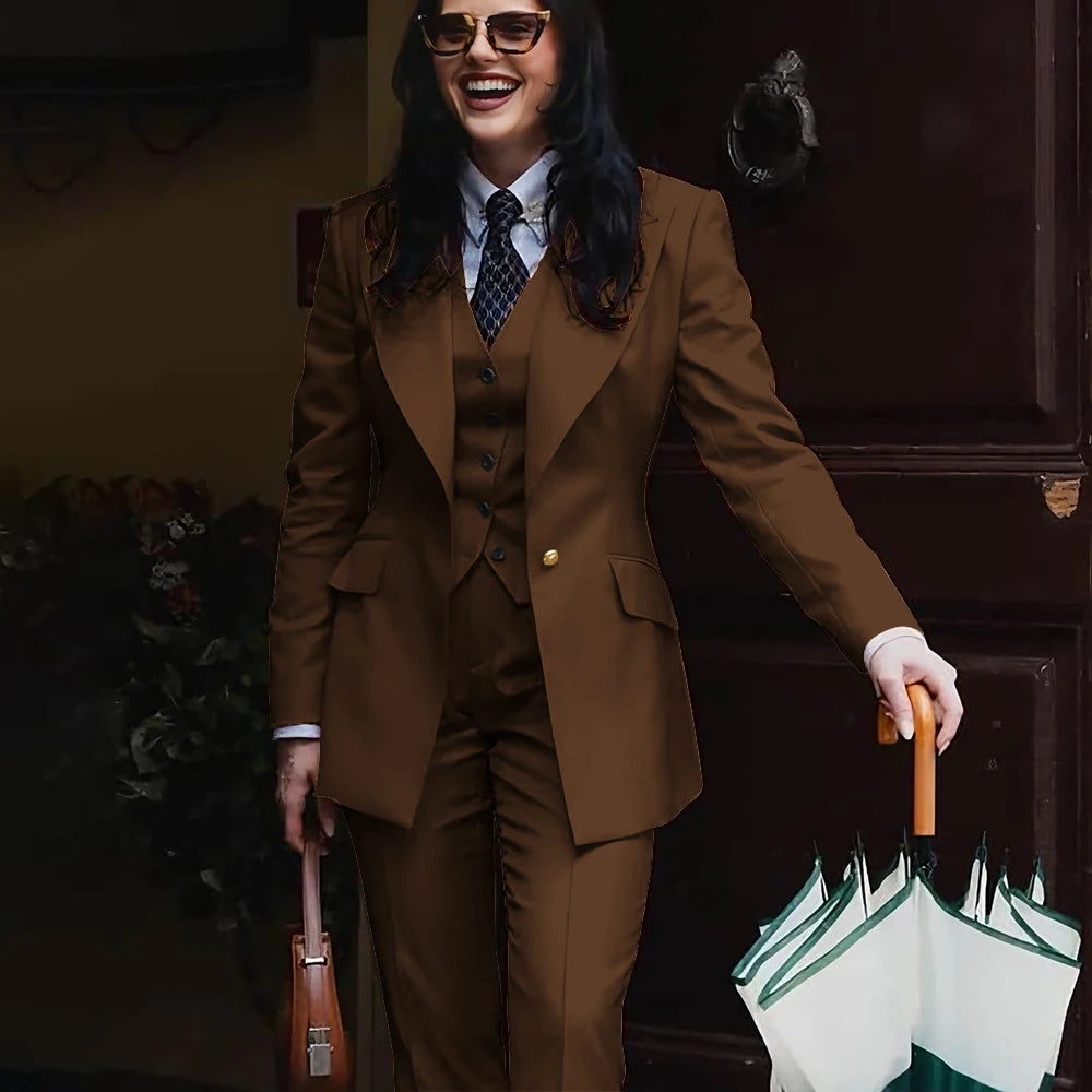 Women's Jacket Pant Sets 3Piece Suit Single Button Professional Outerwears LADYLYS