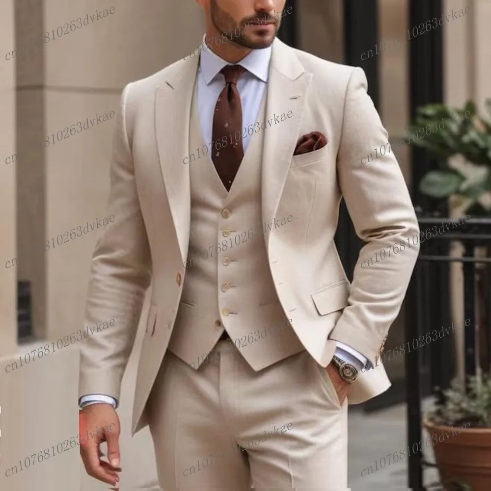 Business Male Tuxedos 3 Piece Set Jacket Vest Pants LADYLYS