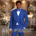 Elegant men's 3pcs suit spliced satin lapel jacket vest pants LADYLYS