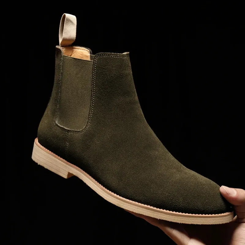 Men's Suede Chelsea Boots with Pointed Toe