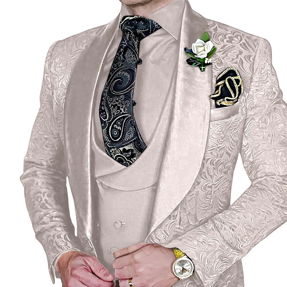 Elegant, high-quality 3-piece Jacquard suit set for men LADYLYS