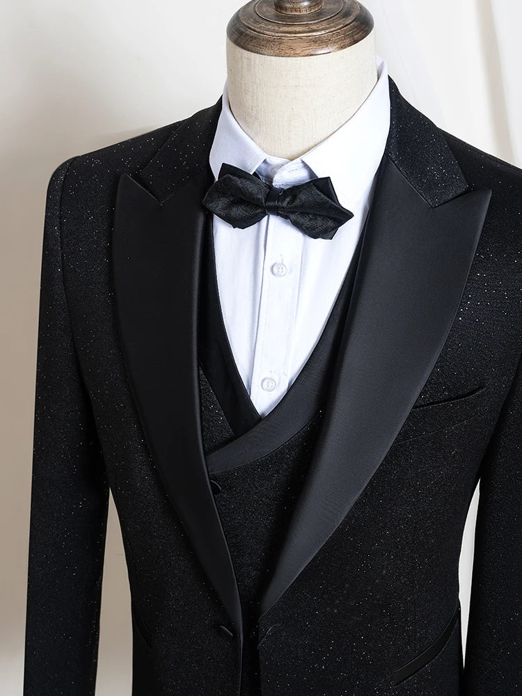 Luxury wedding suits for groom 3 pieces man suits high quality Shining flash diamond LADYLYS