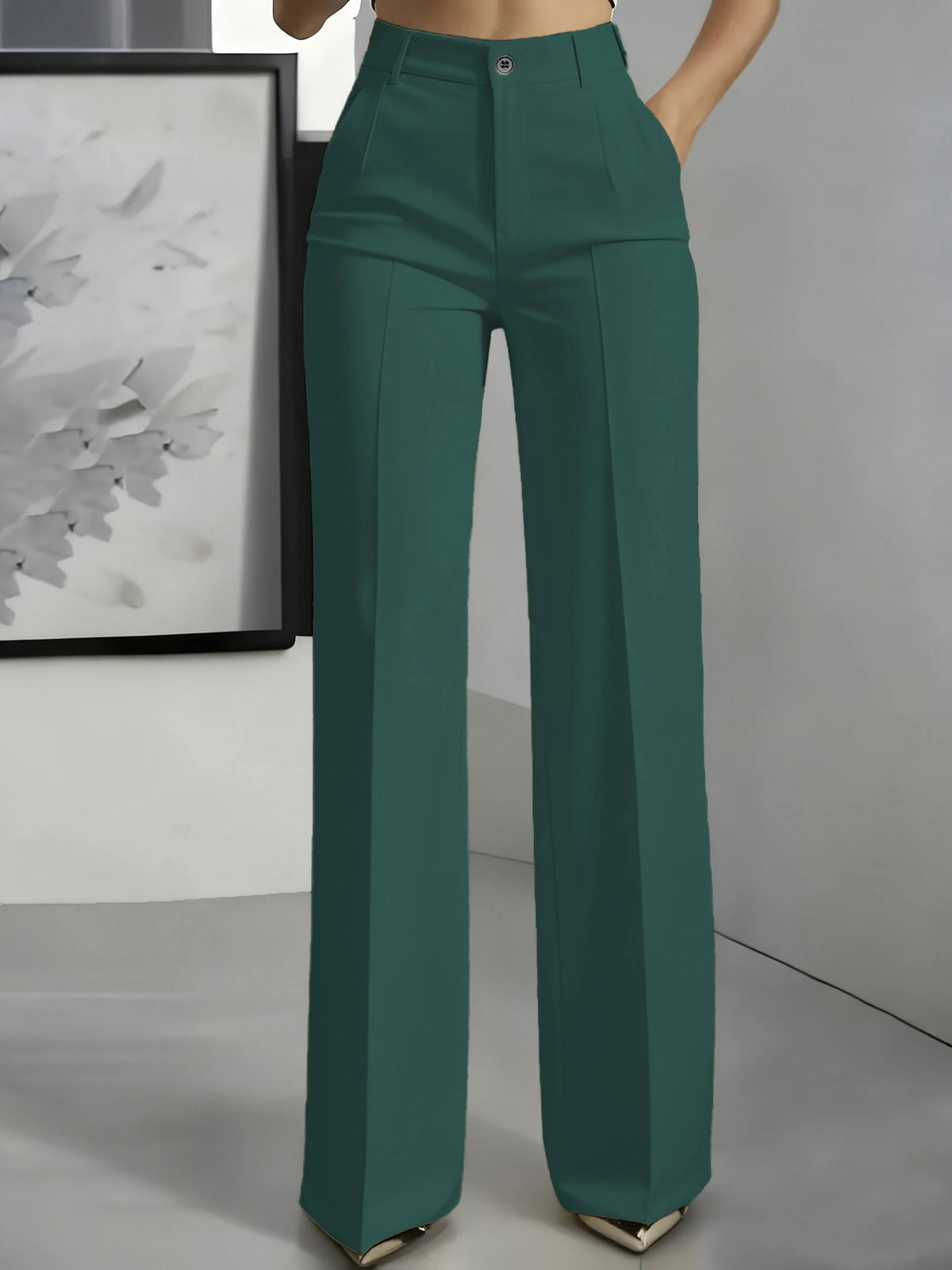 Women's High-Waisted Draped Straight-Cut Suit Trousers | Office & Workwear Fashion