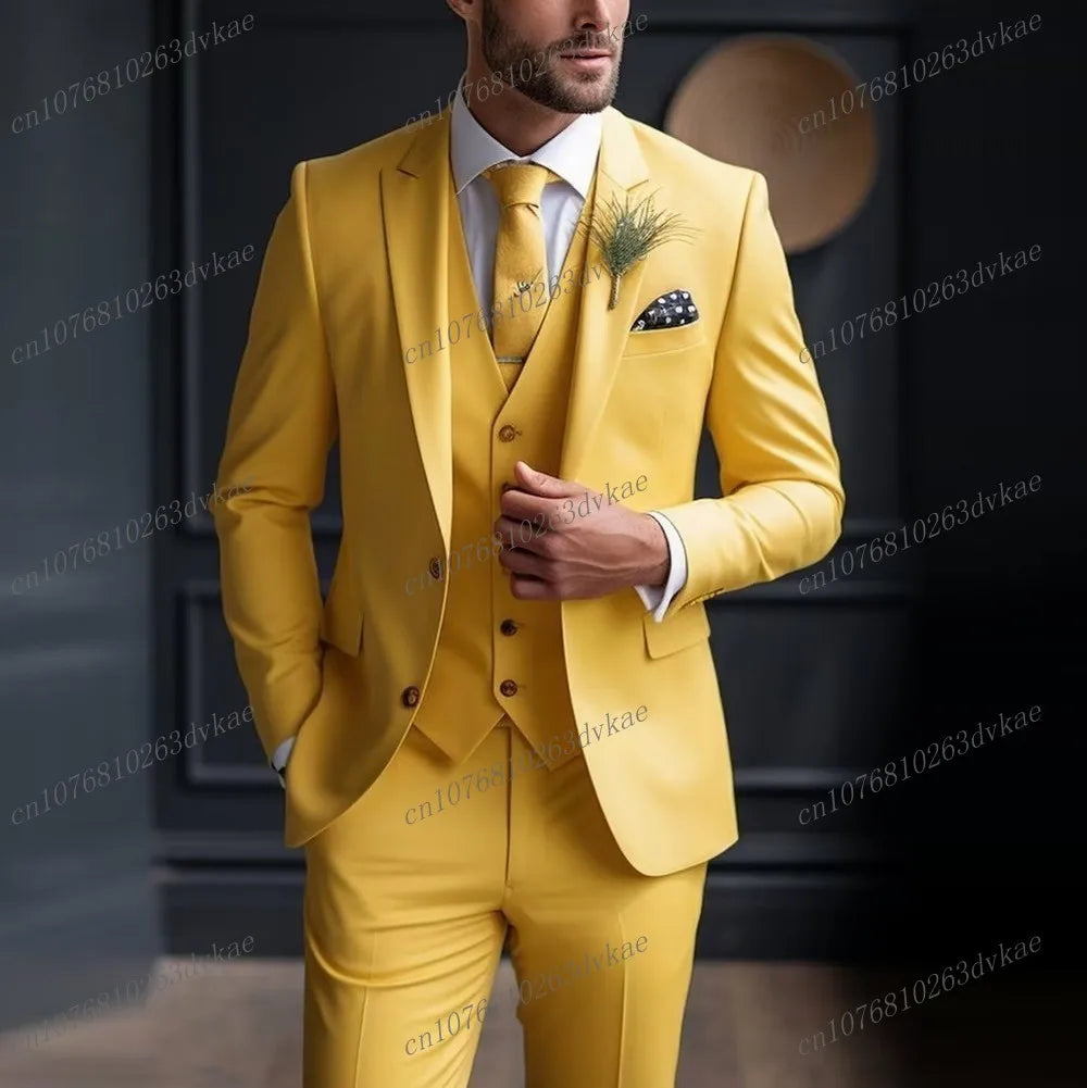 Business Male Tuxedos 3 Piece Set Jacket Vest Pants LADYLYS