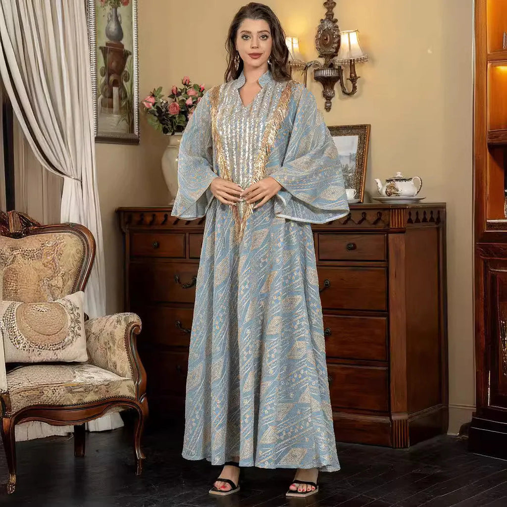 Intricately Embroidered Tulle Abaya Ramad Traditional Islamic FloorLength Gown LADYLYS