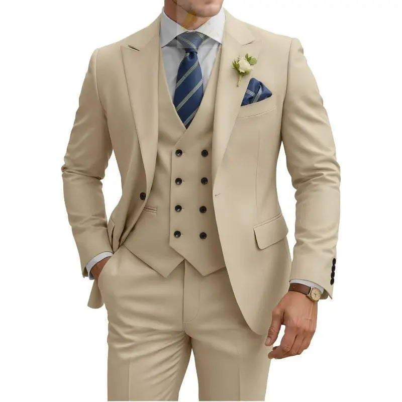 3 Piece Slim Fit For Men Double Breasted Suit Wedding Prom Suits Formal Business Dinner Tuxedo LADYLYS