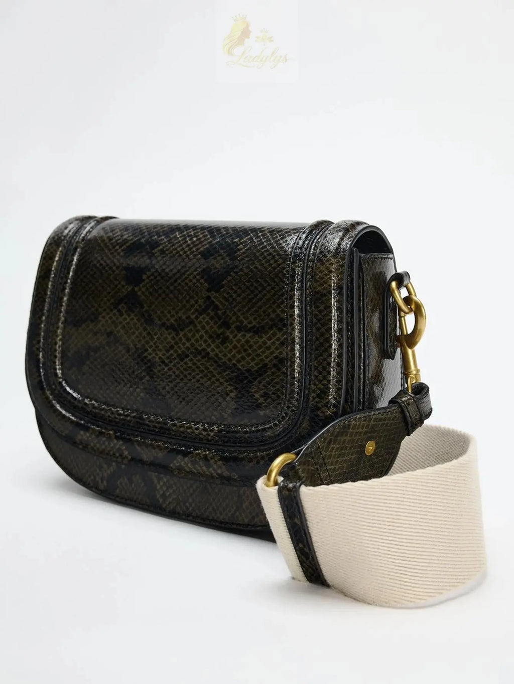 Magnetic buckle flip cover and decorative snake print crossbody bag LADYLYS