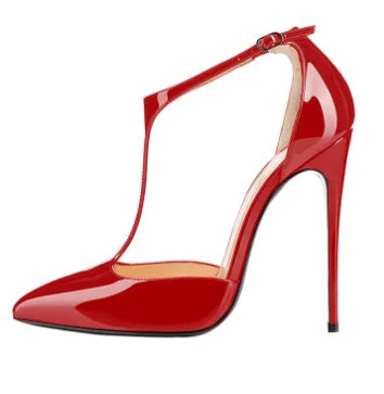 New T-shaped hollow high heels with toe caps, sexy shallow mouth single shoes LADYLYS