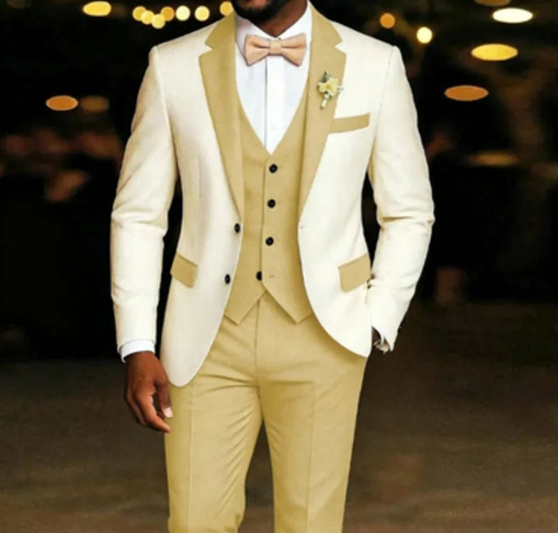 Men's 3-Piece Tuxedo Suit Set – Blazer, Vest & Trousers | Wedding & Prom
