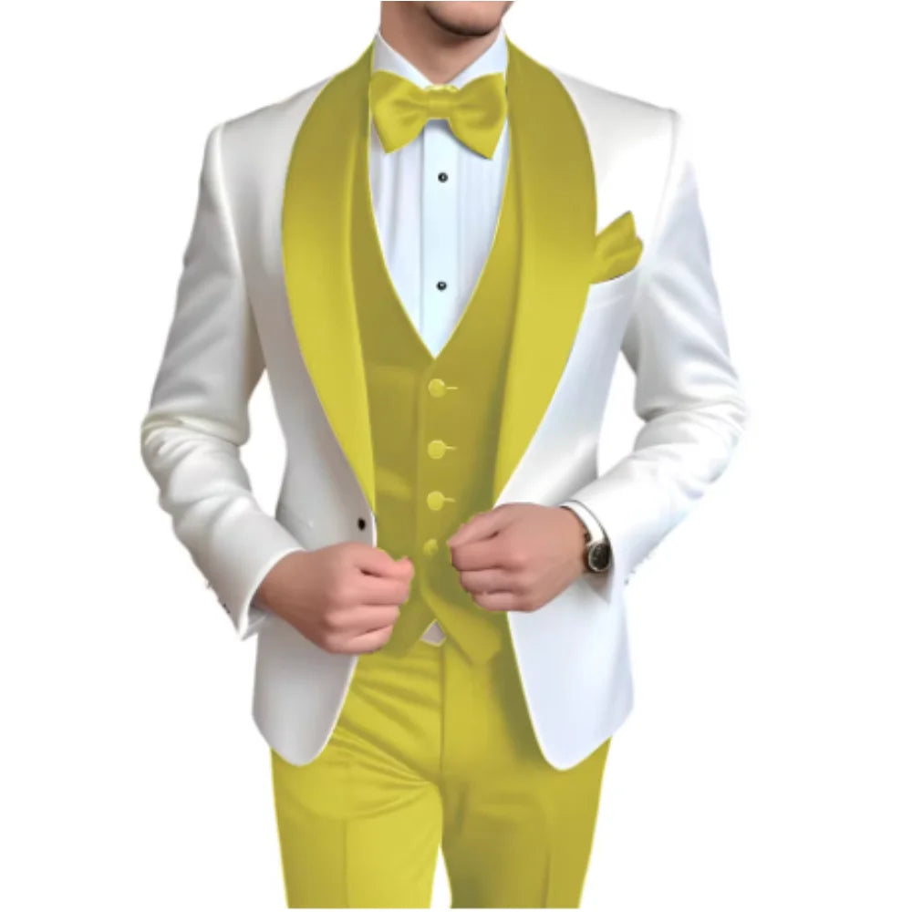 3-Piece Tuxedo with Scarf Lapel Smoking Suit LADYLYS