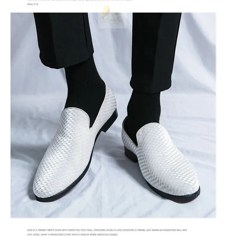 Velvet Men Loafers Luxury Brand Shoes Slip on Pointed Toe LADYLYS