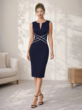 Womens Elegant Work Office Knee Length Summer Sleeveless Pencil Party Dress LADYLYS