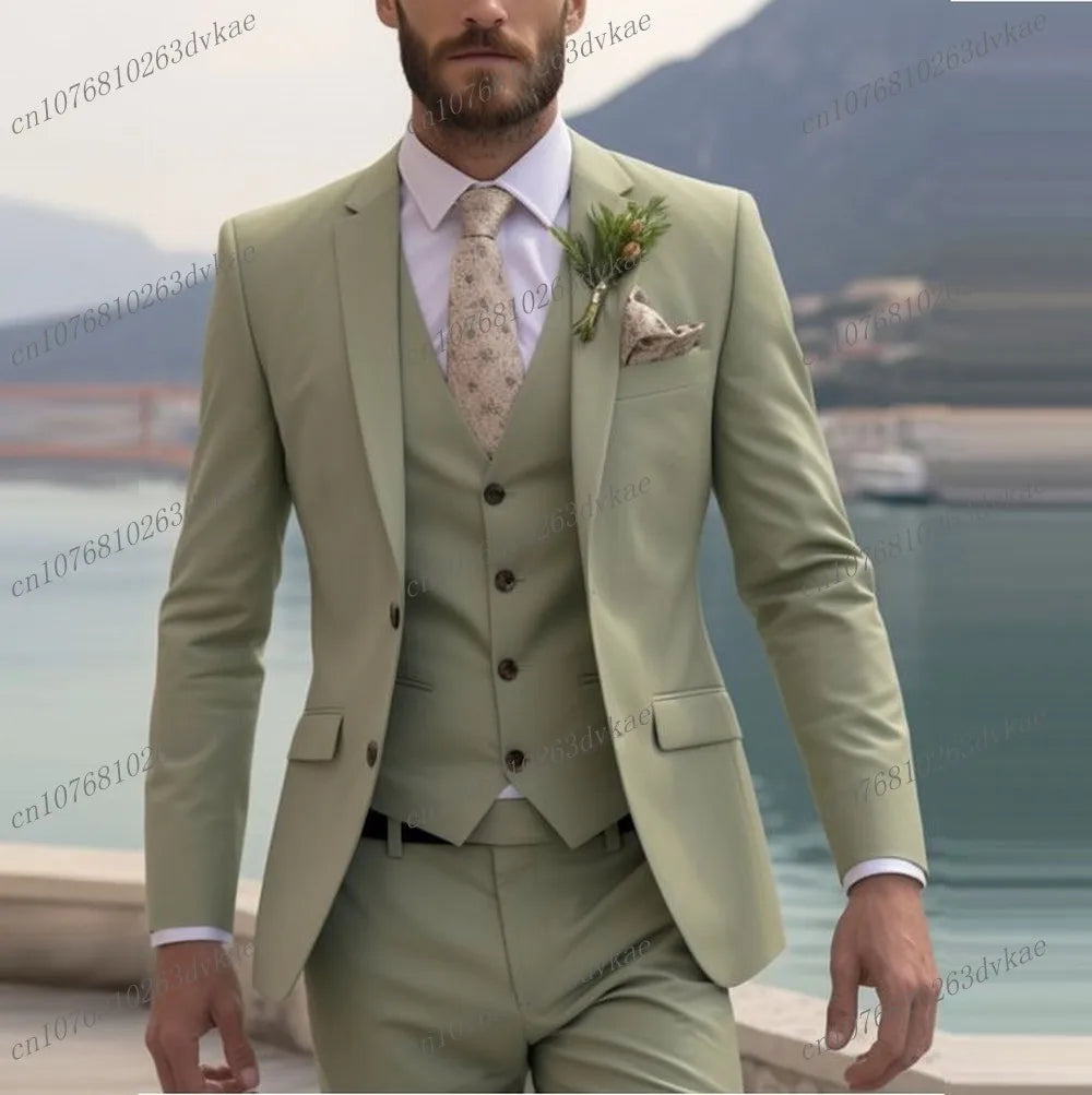 Business Male Tuxedos 3 Piece Set Jacket Vest Pants LADYLYS