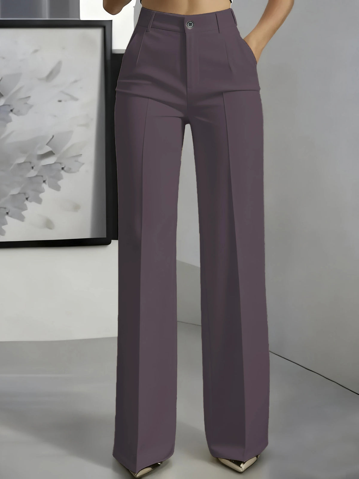 Women's High-Waisted Draped Straight-Cut Suit Trousers | Office & Workwear Fashion