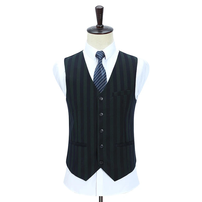 Men's Premium Green 3-Piece Suit – Jacket, Vest & Trousers | Business Casual