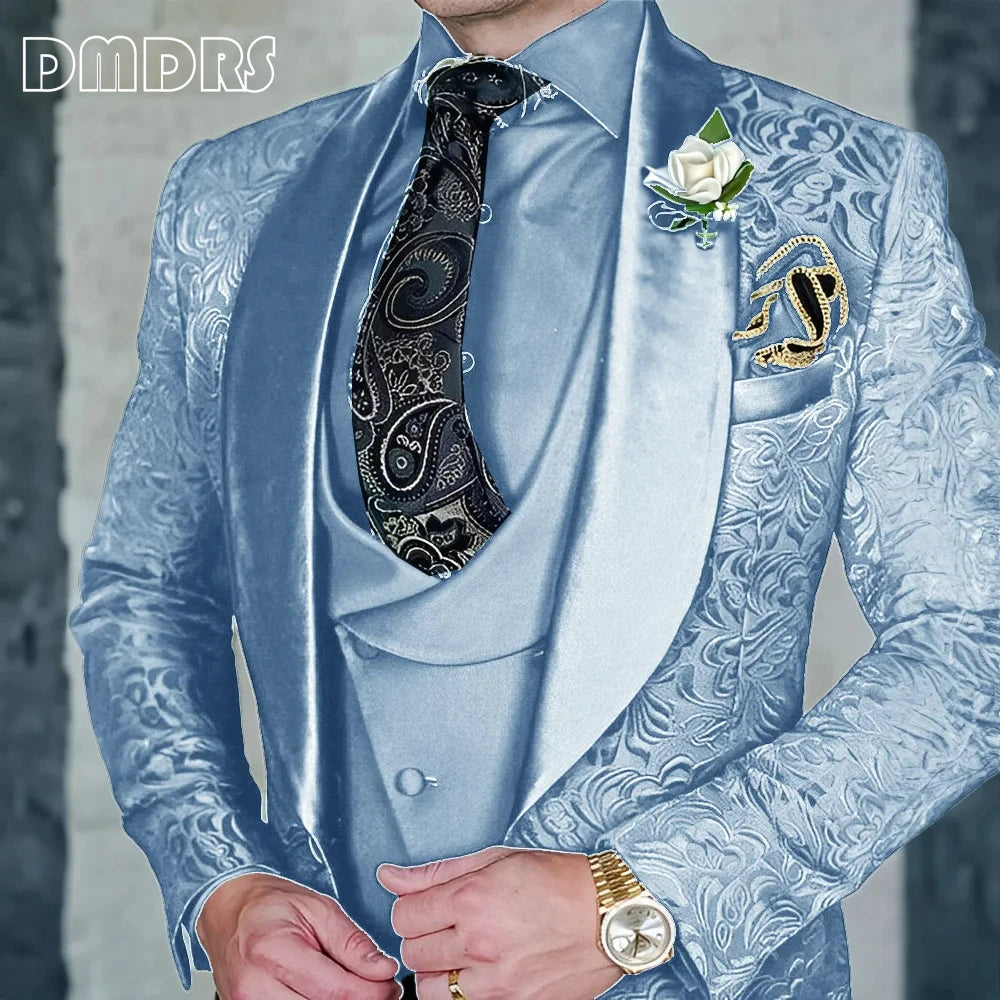 Elegant, high-quality 3-piece Jacquard suit set for men LADYLYS