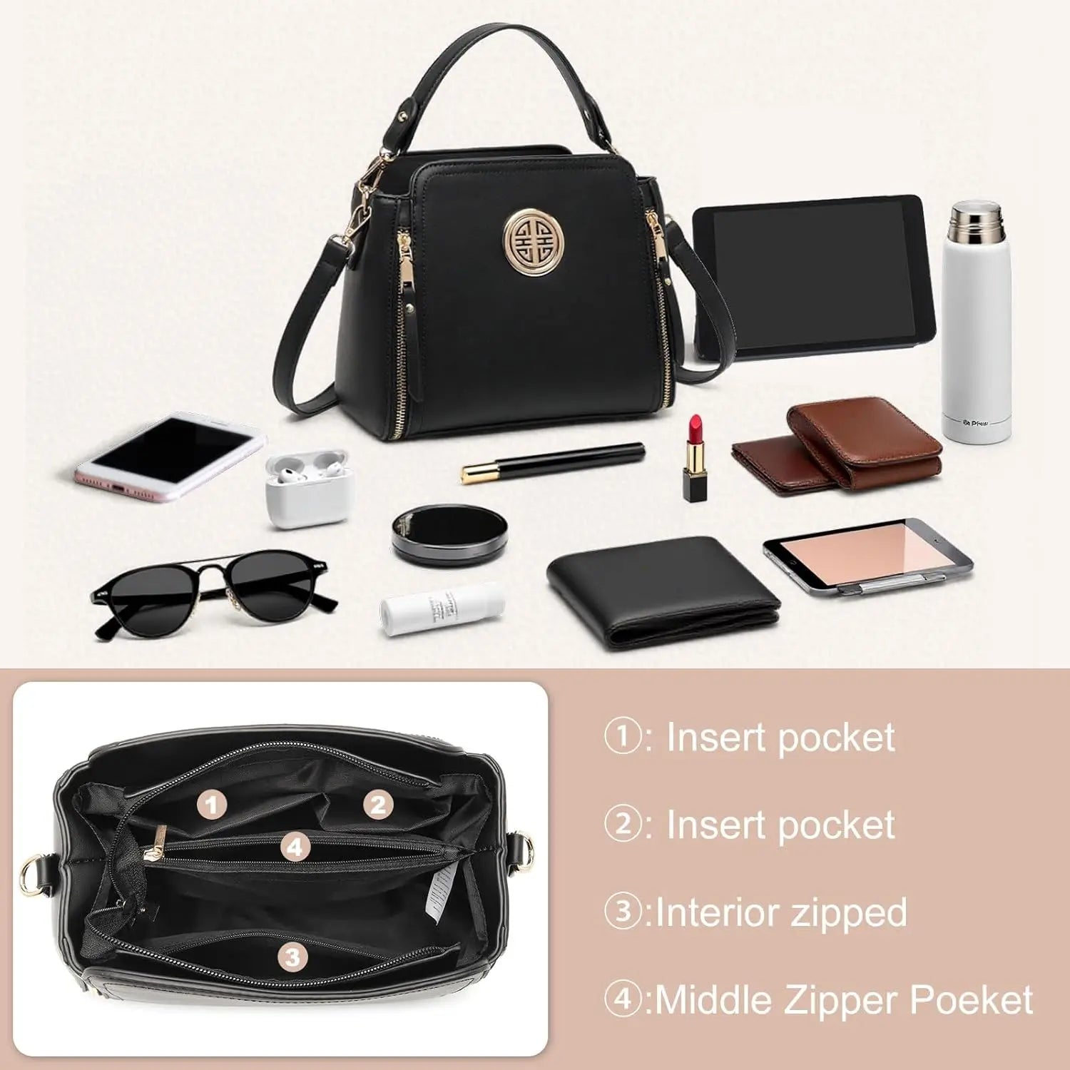 Multifunctional PU Leather Shoulder Bag – Elegant Women's Handbag