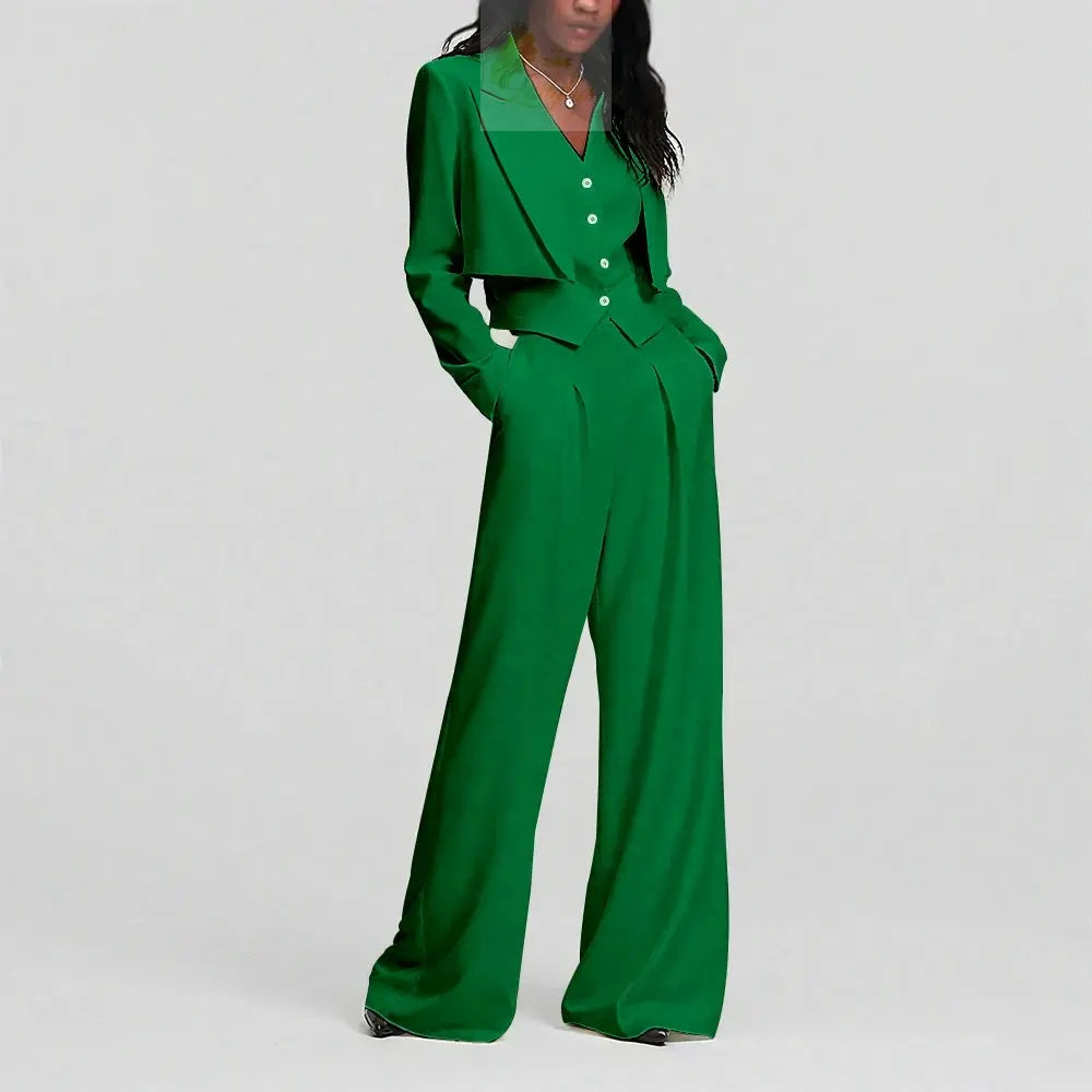 Elegant Single Button Women Pants Set New Female Three Pieces(Blazer+Trousers+Vest) LADYLYS