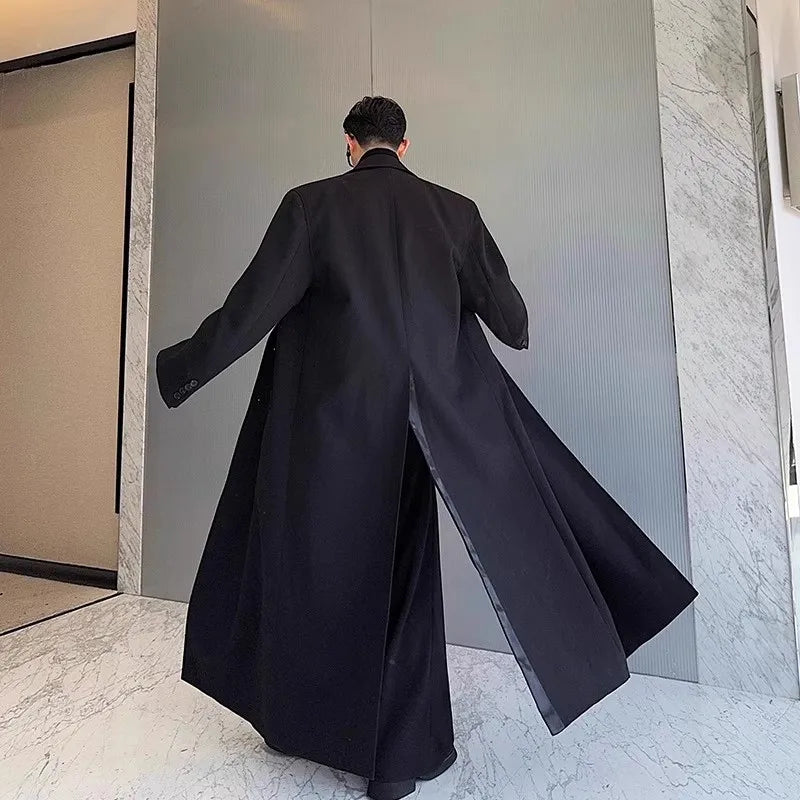Extra Long Black Oversized Coat – Spring & Autumn Streetwear Statement