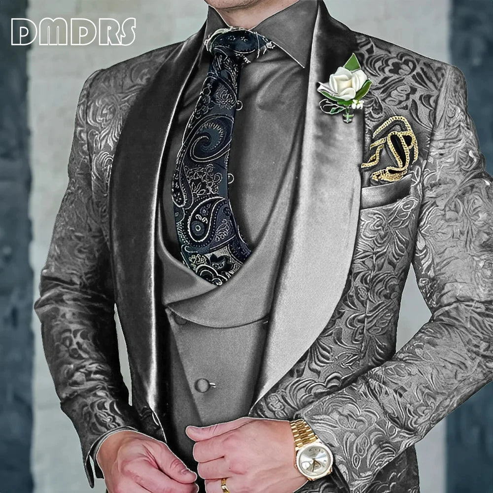 Elegant, high-quality 3-piece Jacquard suit set for men LADYLYS
