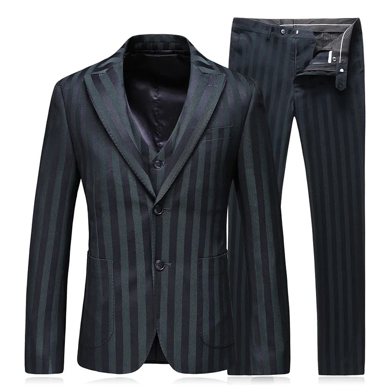 Men's Premium Green 3-Piece Suit – Jacket, Vest & Trousers | Business Casual