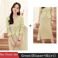 Women's 2-Piece Business Skirt Suit – Long Sleeve Blazer & Midi Skirt | Office Professional Set