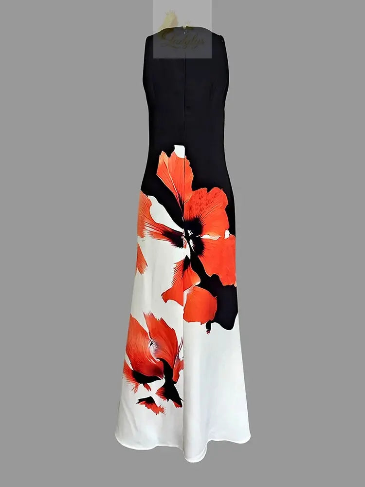 Flower Print Dress Women's Evening Dresses Elegant Sexy LADYLYS
