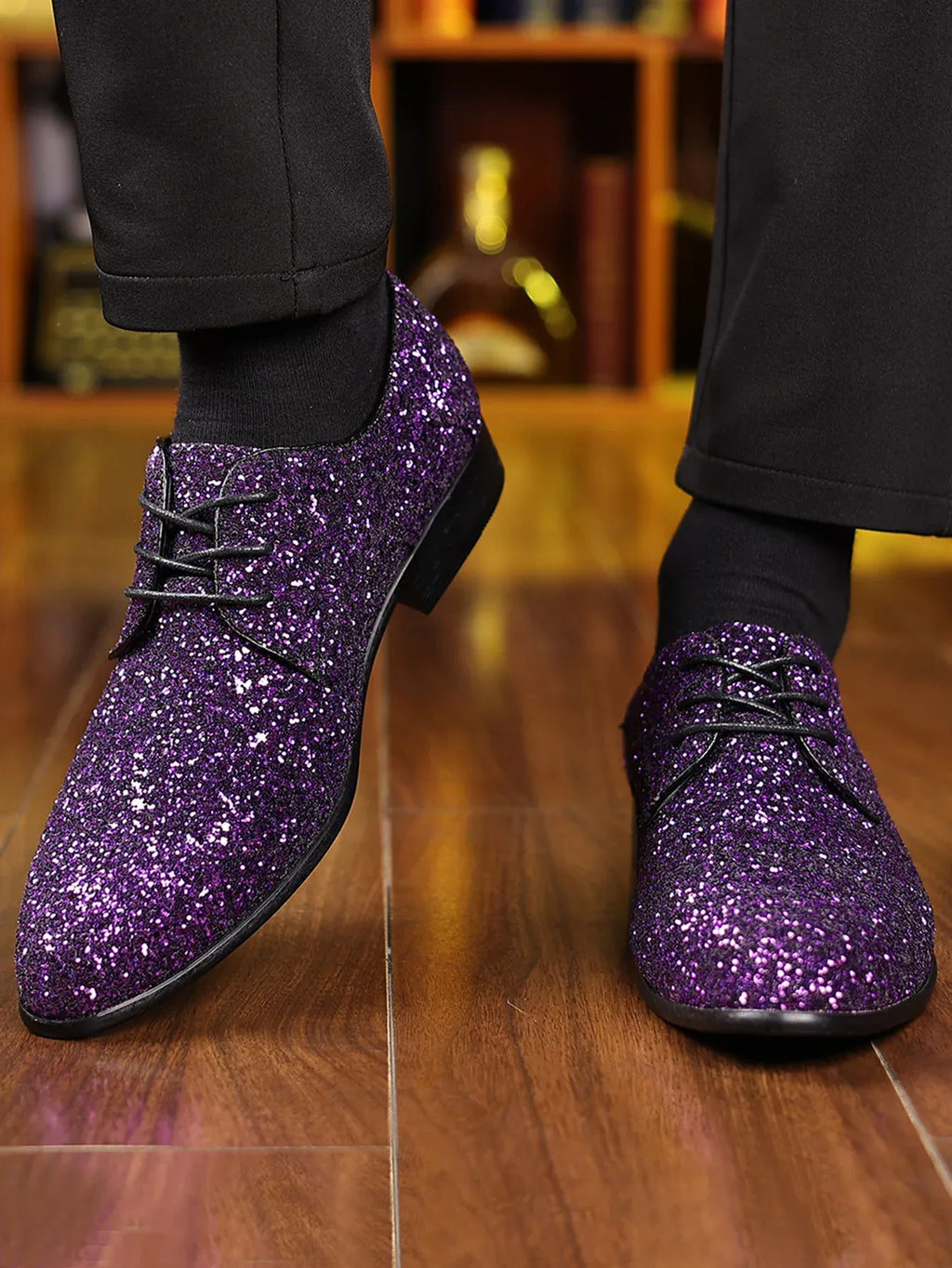 Men's Sequin Lace-Up Oxford Dress Shoes