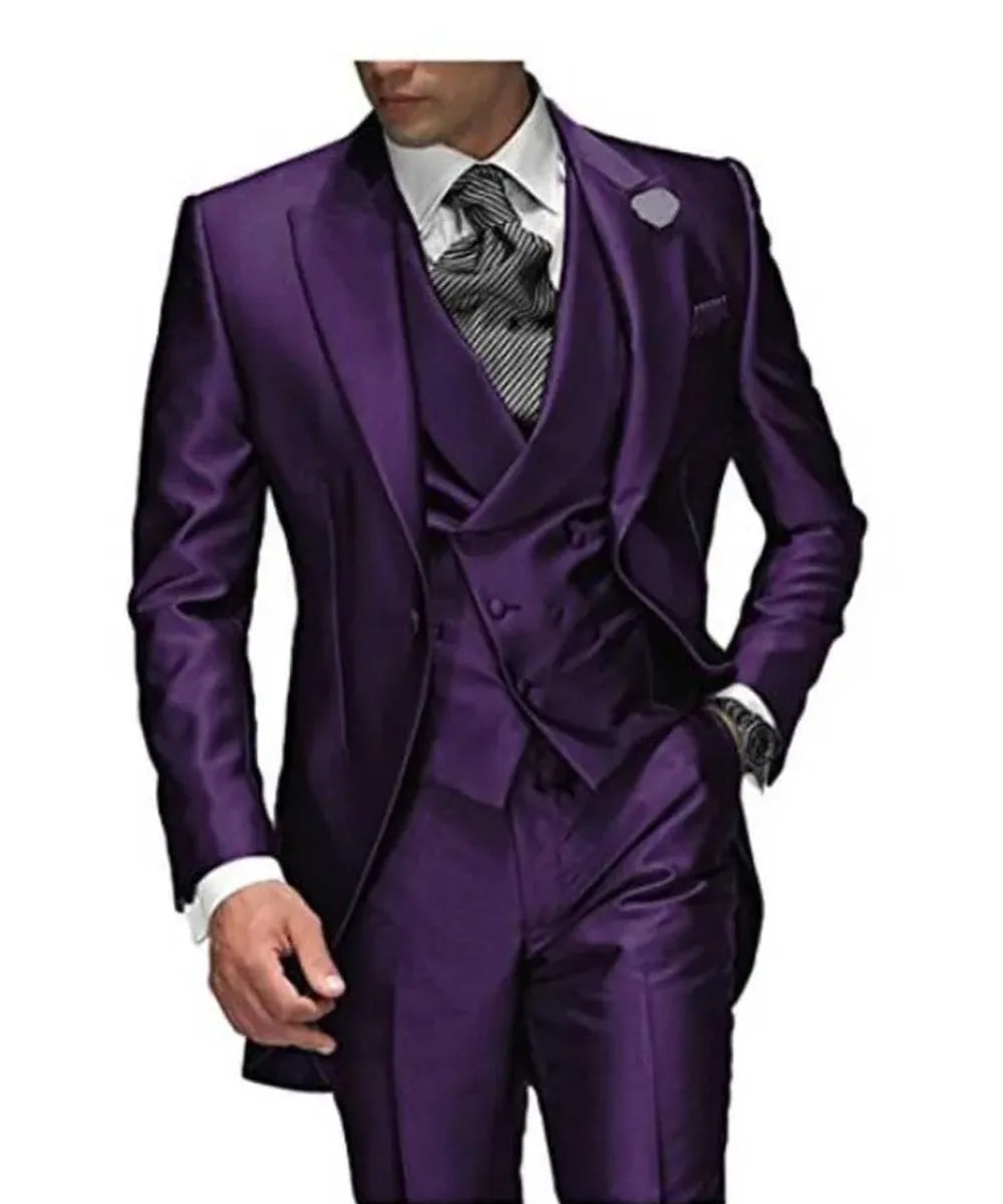 Men's 3-Piece Tuxedo Suit – Peak Lapel, 1-Button | Wedding & Formal