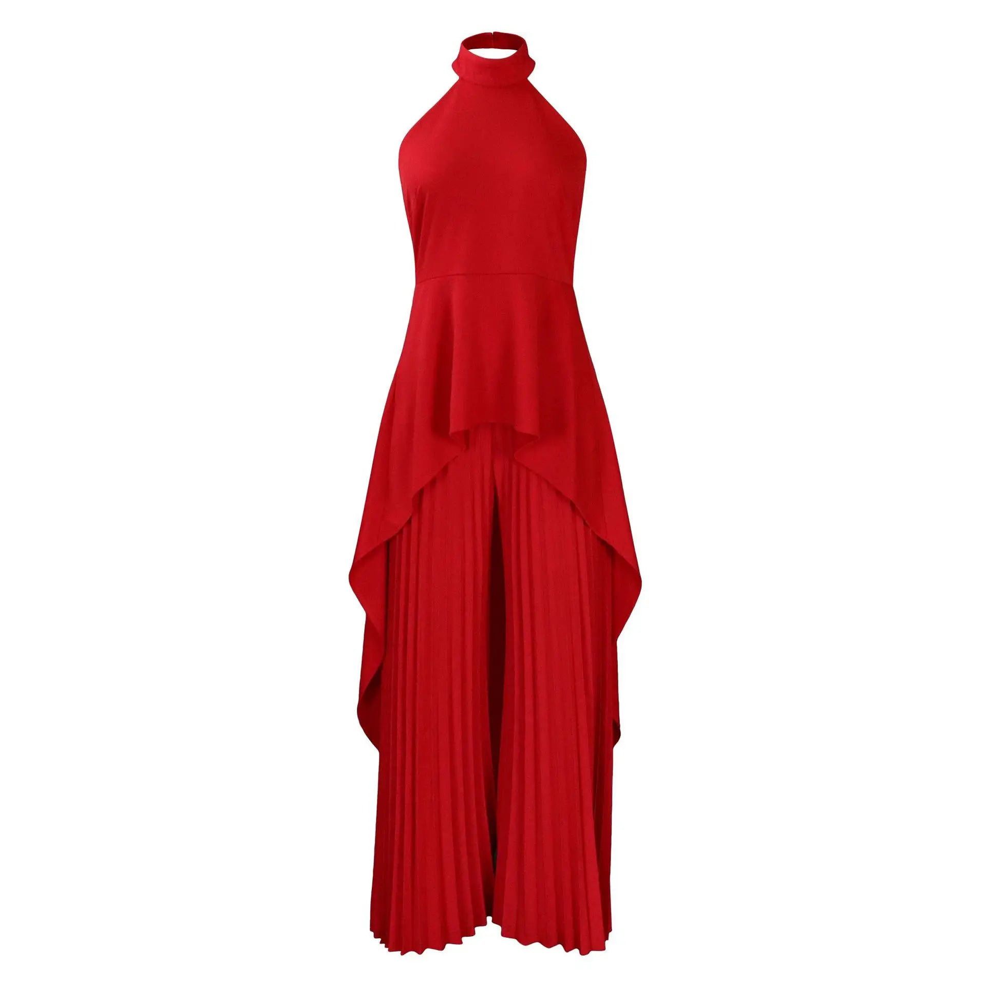 Elegant Tow Piece Set Women Outfit Backless Top Hundred Pleated Wide Leg Pants LADYLYS