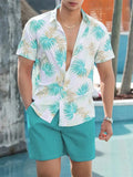 Men's Shirt Shorts Set Two Piece 3D Leaf Print Hawaiian Style LADYLYS
