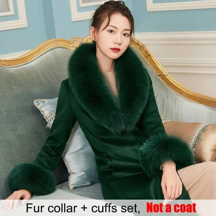 Women's Real Fur Collar and Cuffs Set, Fluffy Winter Scarf