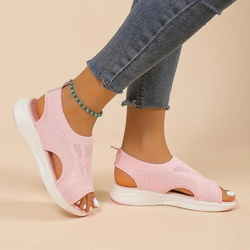 Comfortable Round Toe Thick Sole Solid Color Shoes Mesh Breathable LADYLYS
