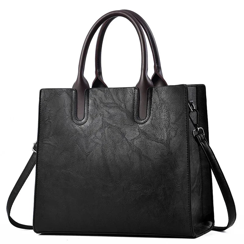 Women's PU Leather Tote Bag – Large Capacity Shoulder Bag