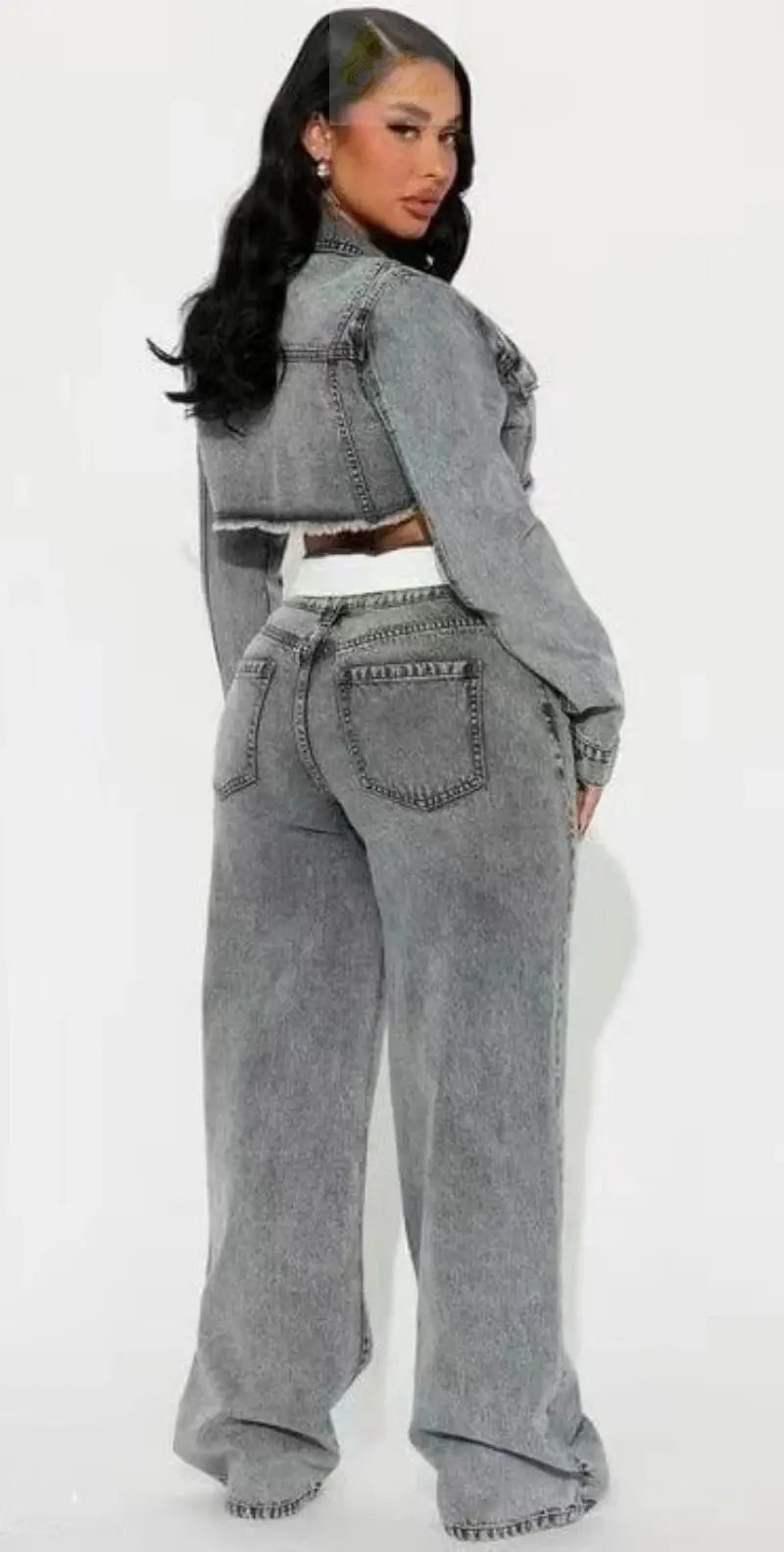 Streetwear Denim 2 Piece Sets Long Sleeve Jean LADYLYS