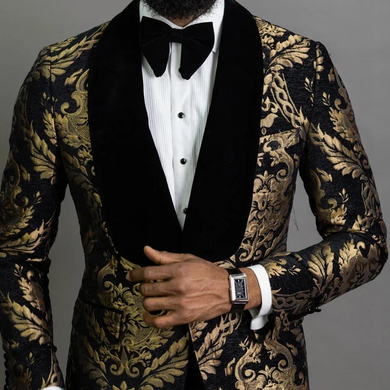 Floral Wedding Groom Tuxedo 2 Pcs Slim Fit Men Suits LADYLYS