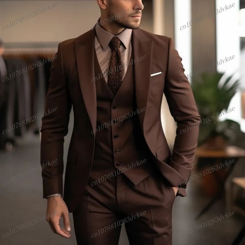 Business Male Tuxedos 3 Piece Set Jacket Vest Pants LADYLYS