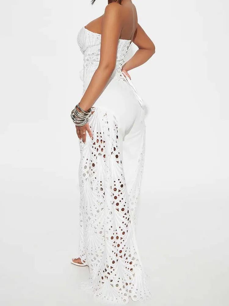Elegant V-Neck Lace 2-Piece Set – Sexy Spaghetti Strap, Women's Evening Outfit