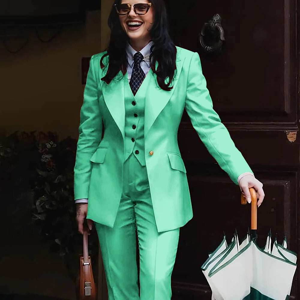 Women's Jacket Pant Sets 3Piece Suit Single Button Professional Outerwears LADYLYS