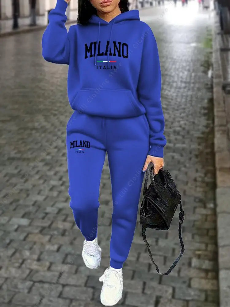 MILANO Women's Premium Hoodie & Sweatpant Tracksuit — 2-Piece Autumn Winter Outfit