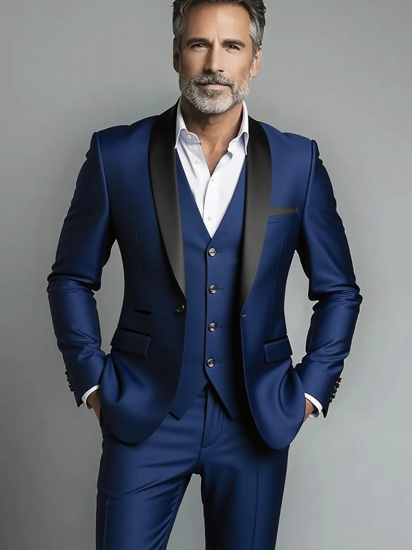 Men's Slim Fit 3-Piece Business Suit – Jacket, Vest & Trousers | Smart Casual