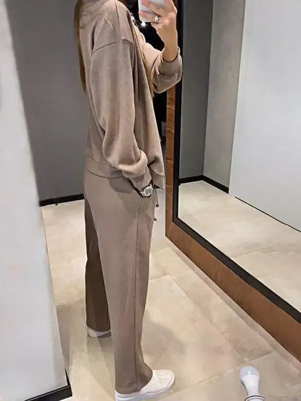Women's Button-Front Cardigan & Tie-Waist Trousers Set