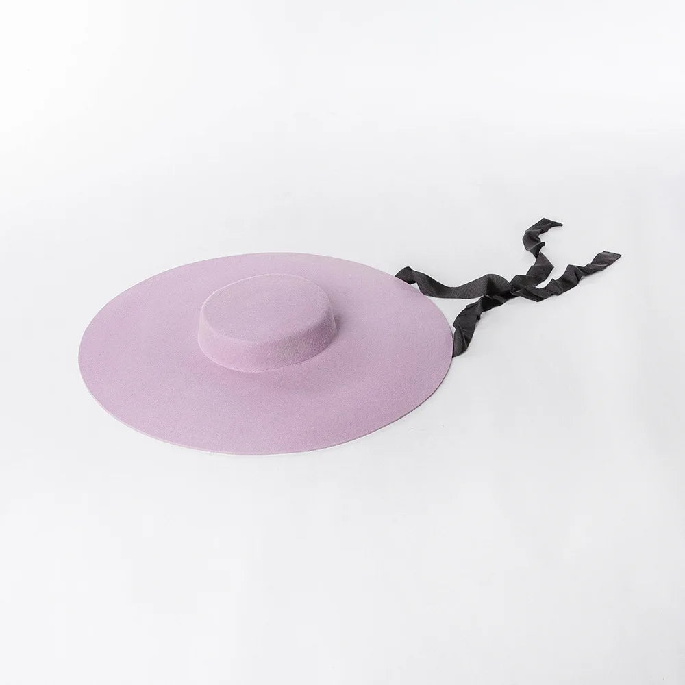 Unisex Wide-Brim Wool Fedora Hat