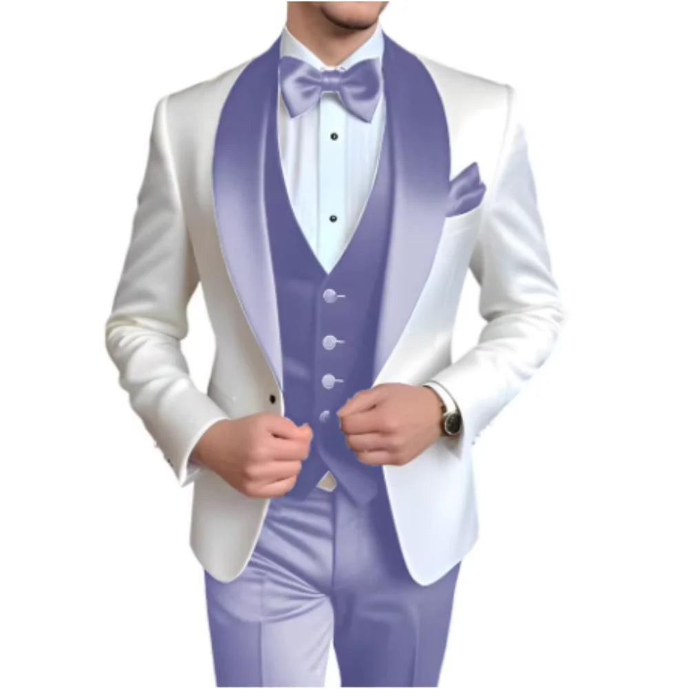 3-Piece Tuxedo with Scarf Lapel Smoking Suit LADYLYS