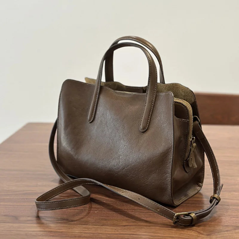 Genuine Leather Crossbody Bag for Women – Small Tote Handbag