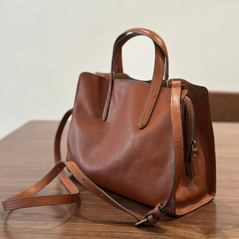 Genuine Leather Crossbody Bag for Women – Small Tote Handbag