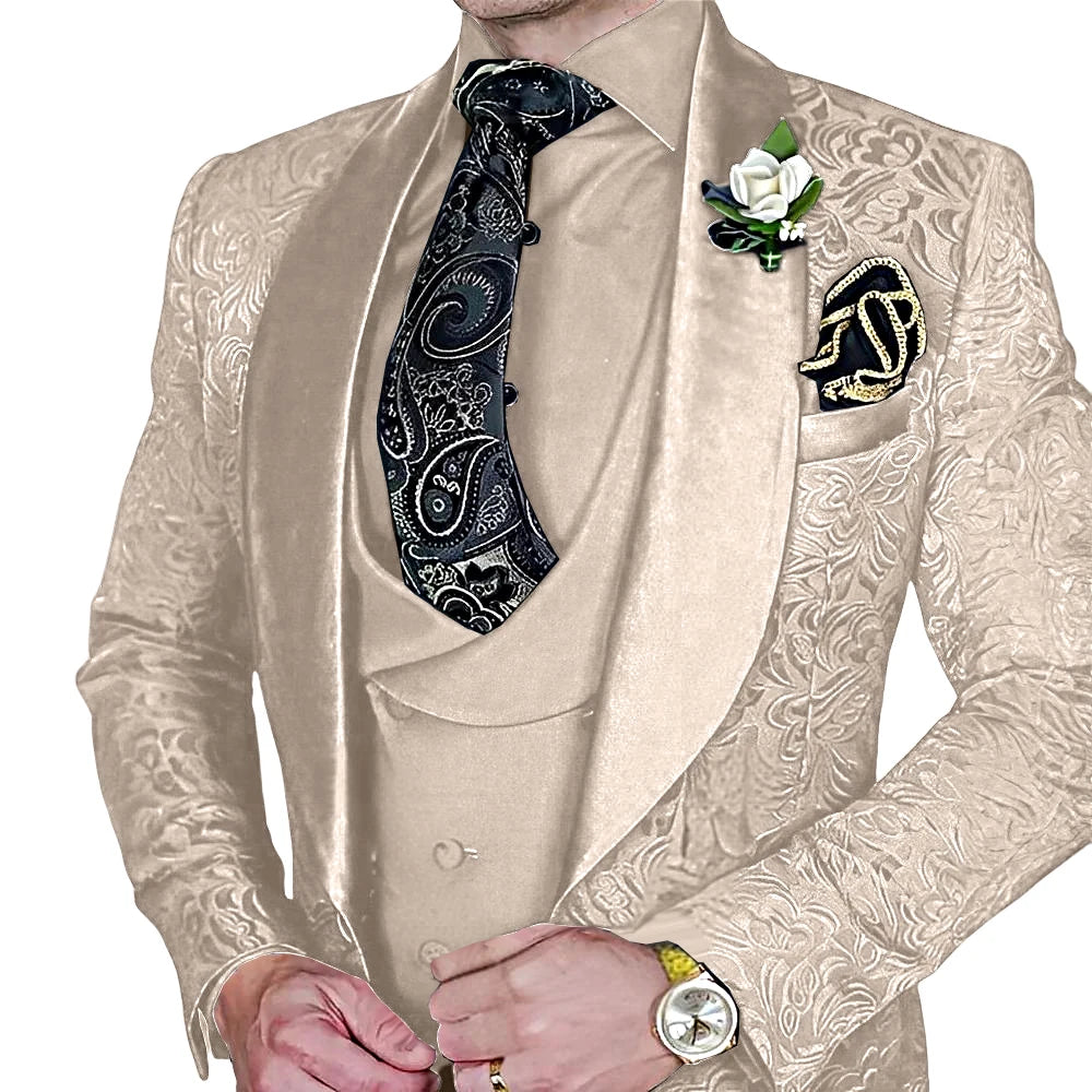 Elegant, high-quality 3-piece Jacquard suit set for men LADYLYS