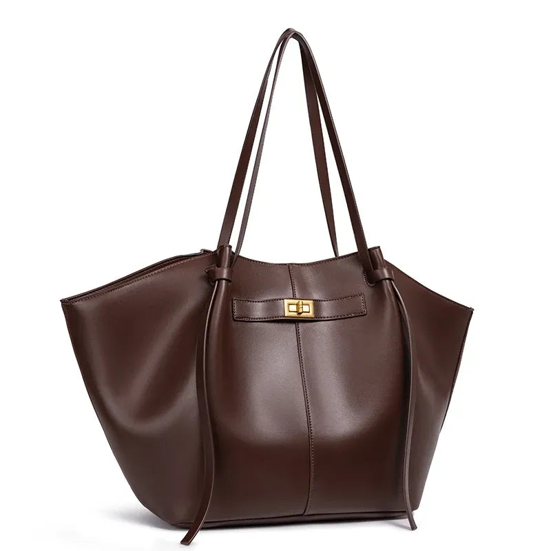 Women's Large Soft Tote Bag with Lock Detail